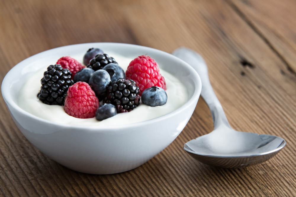 A bowl of fruit yogurt